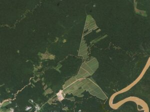 Un mapa de ejemplo de lo que las personas pueden crear al tomas el curso, en este caso de una imagen satelital de la Amazonia Boliviana