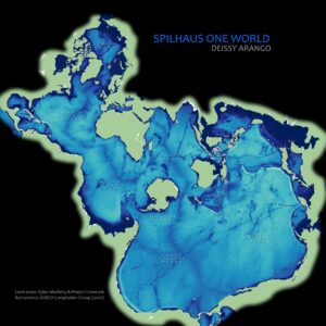 Muestra lo que podrían llegar a hacer las personas que toman ell curso, en este caso, la proyección de Spilhaus, el mapa que coloca a los océanos en el centro de atención